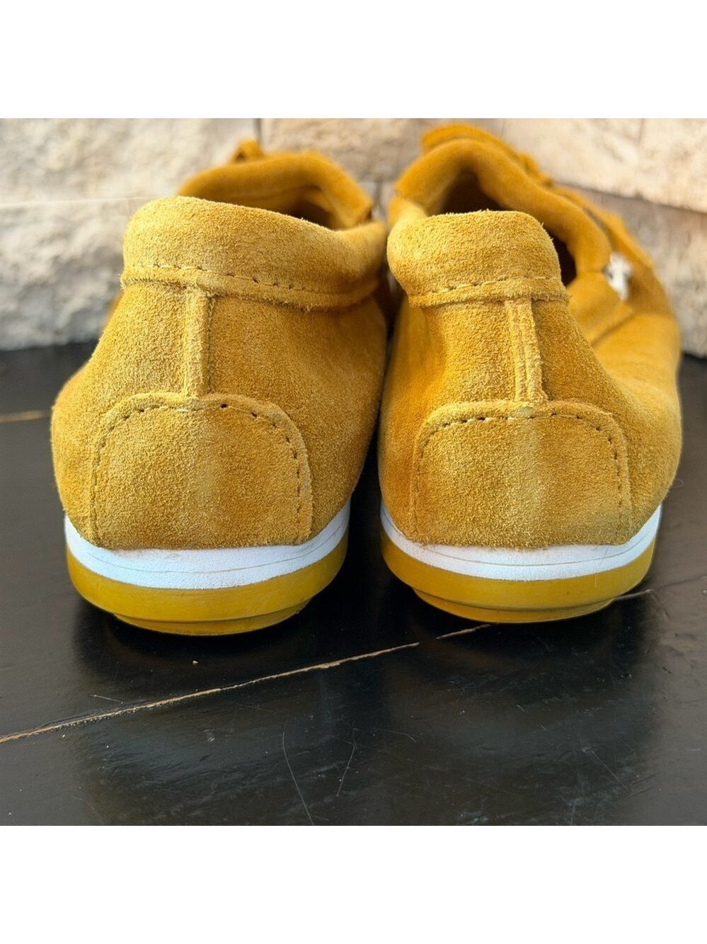 Minnetonka KITTY Plus Suede Southwestern Moccasins Shoes Loafers Yellow 9.5 - Picture 7 of 10